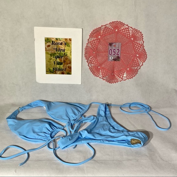 Qinsen Sexy Straps Halter Cross Front High Cut Thong 2 Piece Bikini Swimsuit Set - Picture 5 of 11